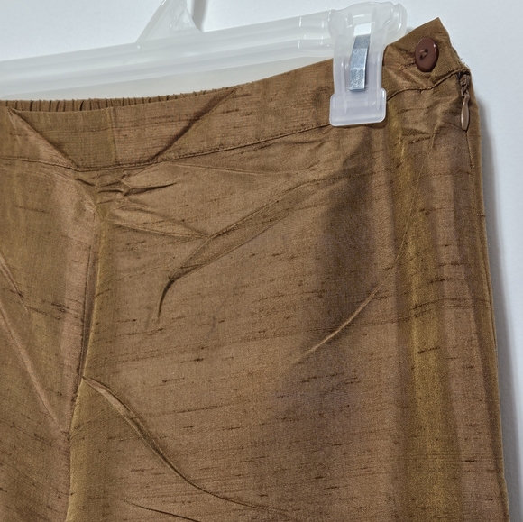 Spiegel Vintage Womens NWOT 100% Silk Pants Pull On Stretch Bronze Boho Brown M - Picture 4 of 12